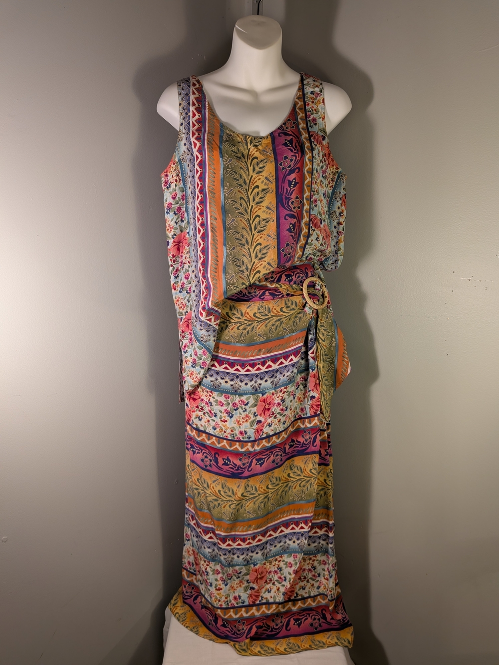 Vintage Compagnie International Express 100% Silk Multicolor Matching Skirt Set